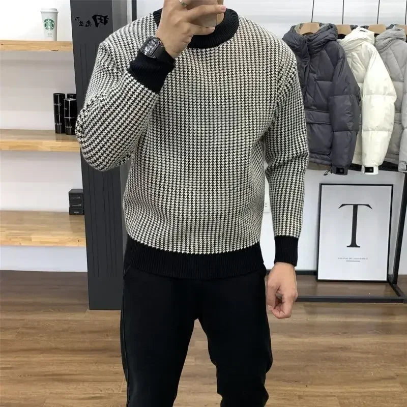 Man Round Collar jumper for Men Pullovers Crewneck Black Spring Autumn Designer Luxury versatile Elegant outfit