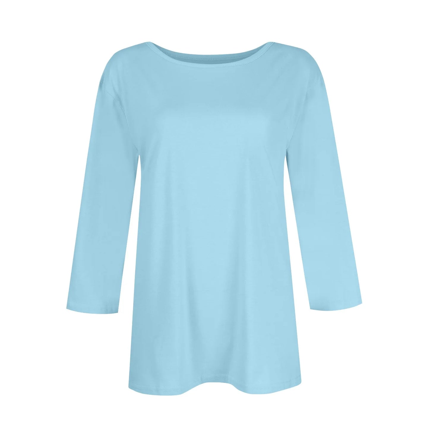Women's Summer T-Shirts 2024 Fashion Casual Everyday Versatile O-Neck 3/4 Length Sleeve Tops Solid Color T-Shirt Tops Plus Size