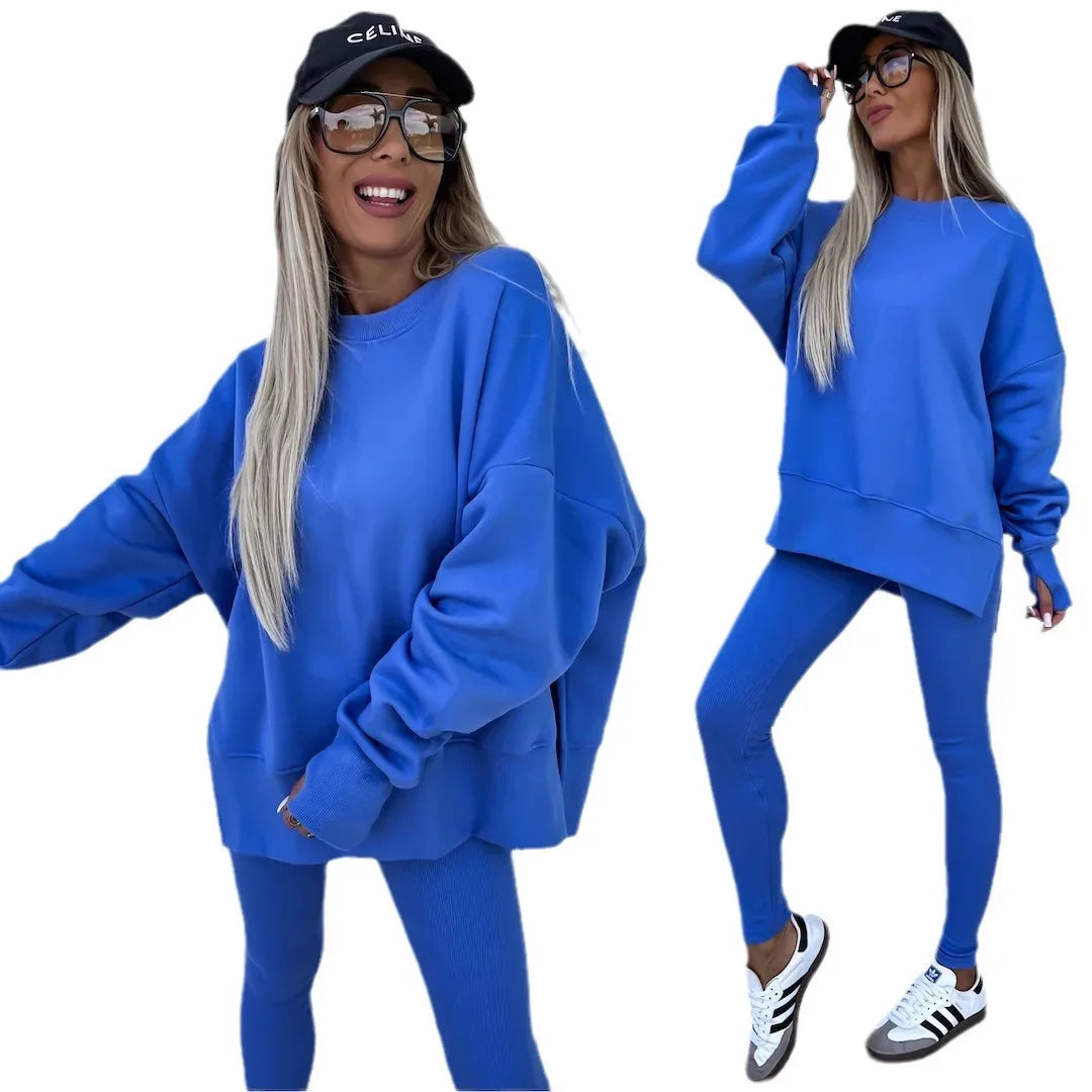 Women's  Spring Casual Tight Trousers Loose Hoodie Set New Elegant 2-Piece Sets for Women