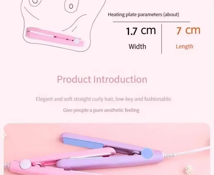 Curly Hair Styling and Straightening Comb Even Heat Distribution No Damage To Hair Styling Clips ands  Mini Hair Straightening Irons