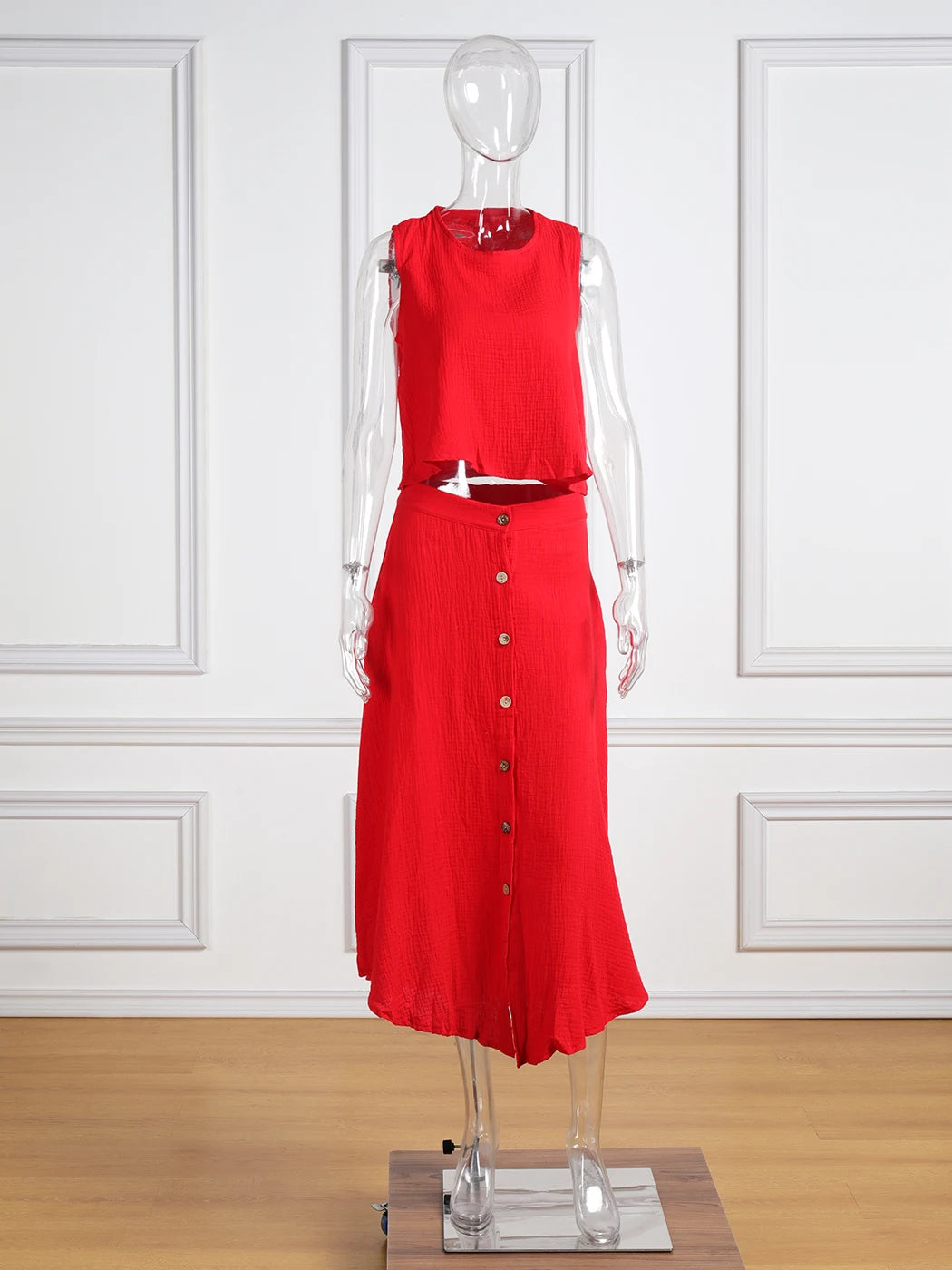 JASTIE Women's Casual A-Line Sleeveless Jersey Dress – Mid-Calf Length, Spring/Summer Style