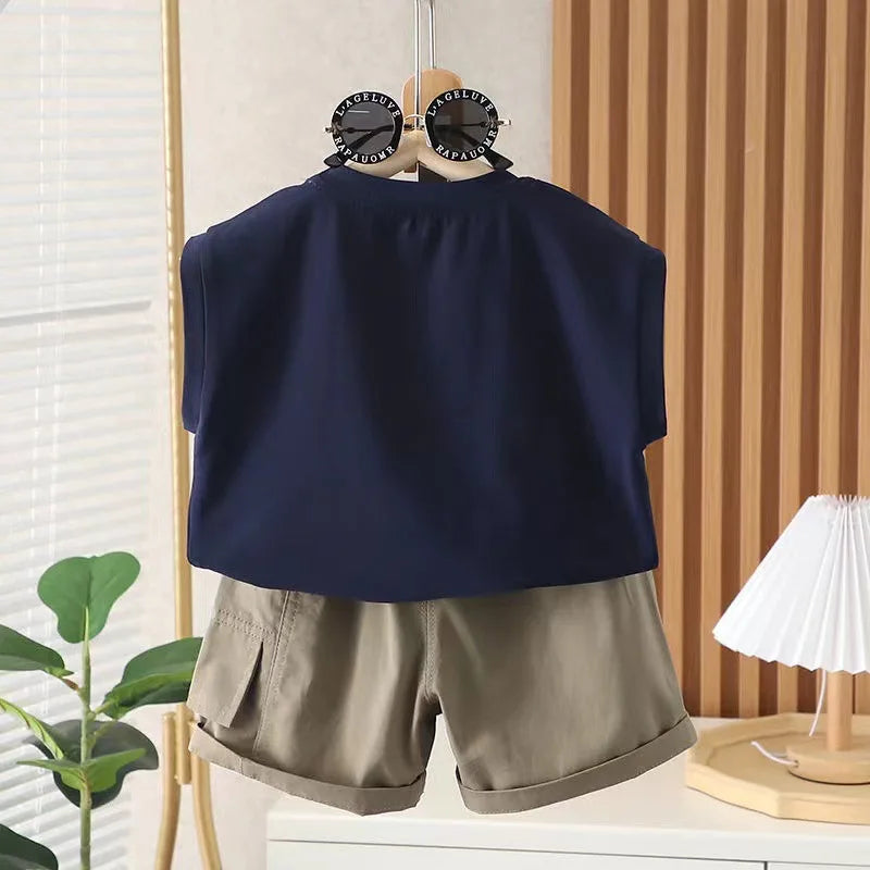 NoEnName_Null Summer Cartoon Cotton Set for Boys (1-3Y) – Sleeveless Pullover Outfit