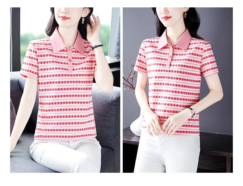 Moeroshe Casual Contrast Color Cotton Polo Shirt – Summer 2024 Collection