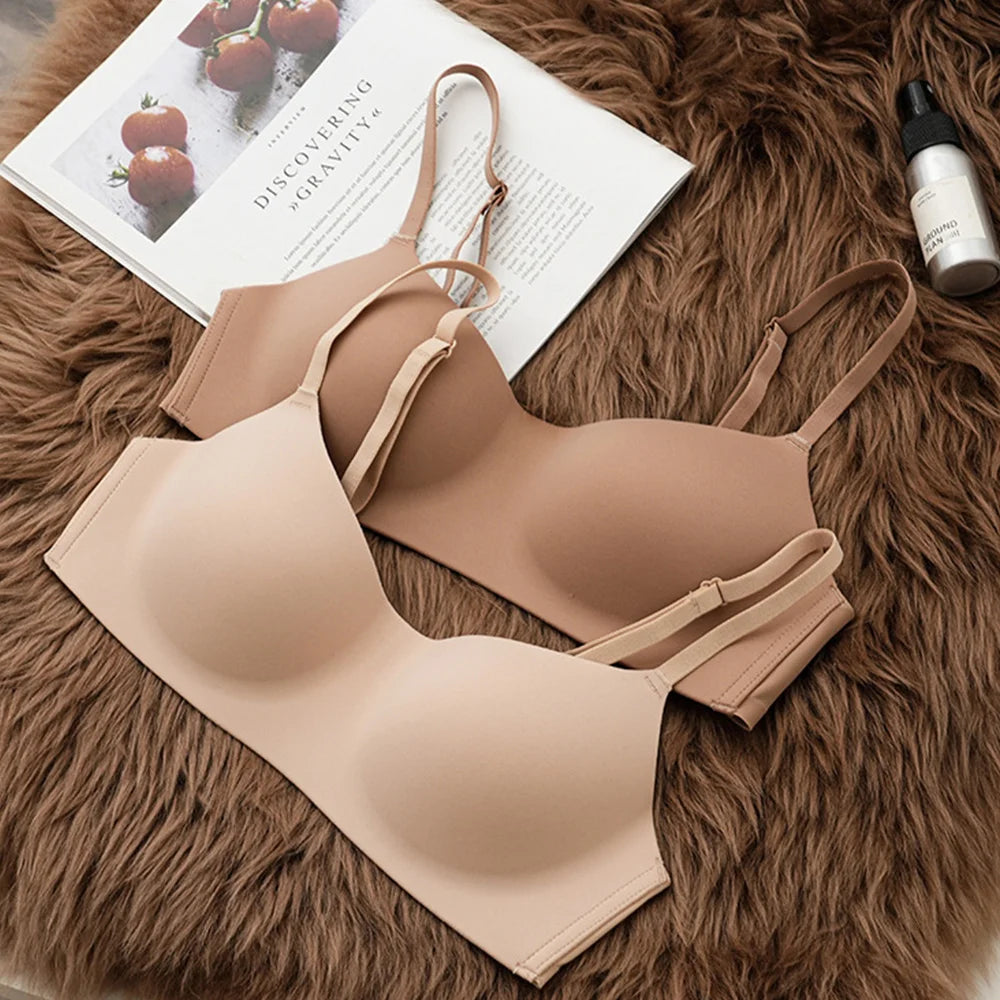 Seamless Underwear Thin Soft Comfort Women Push-Up Bra Sexy Beauty colour Back Non-Wire Solid Colour Female Lingerie