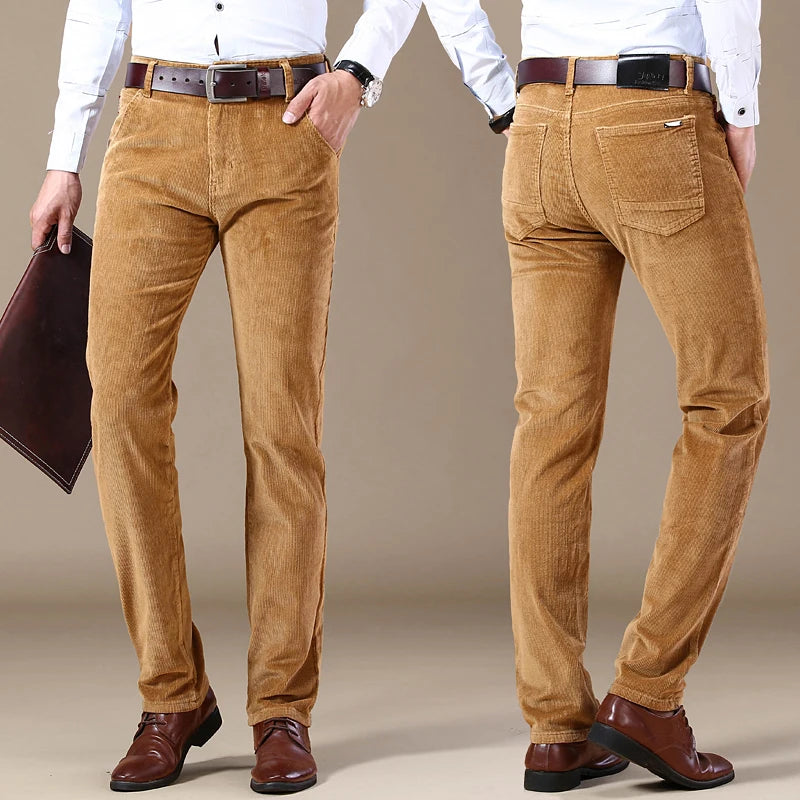 6 Color Men's Thick Corduroy Casual Pants 2023 Winter men trousers