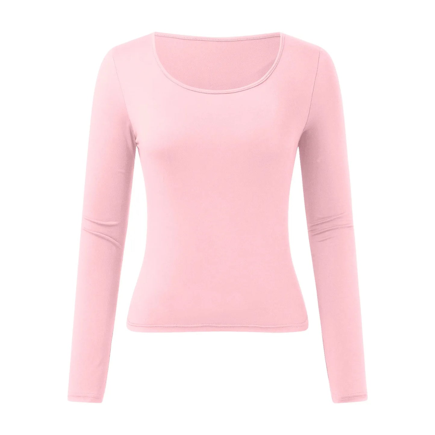 Women Long Sleeve Round Neck Crop Top basic solid tight slim women's plain T-Shirt.