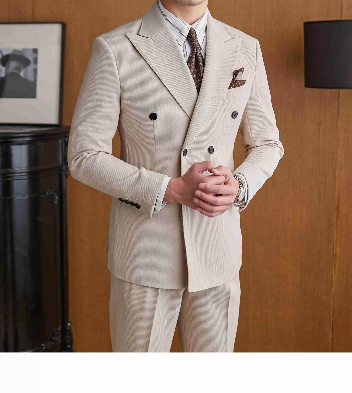 High Quality Double Breasted Suit 2 Pieces designed for Wedding, as well as for Business Formal Casual  Office.