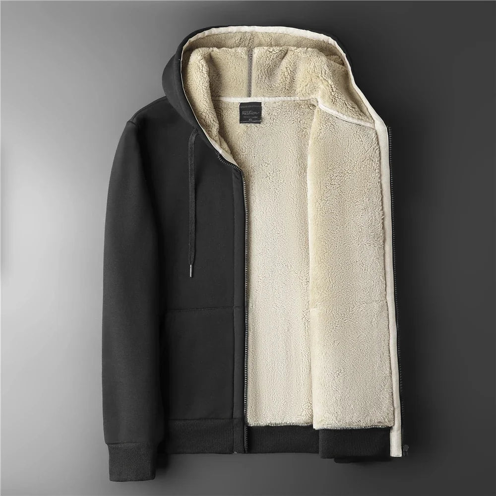 Big Size Men Winter Thick Warm Hoodie Zip-up jacket