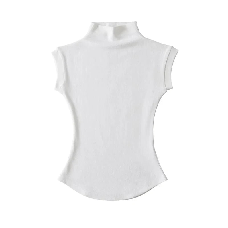 Women's Sleeveless Turtleneck Slim Fit Knit Top Summer 2024 by TODOBLACK