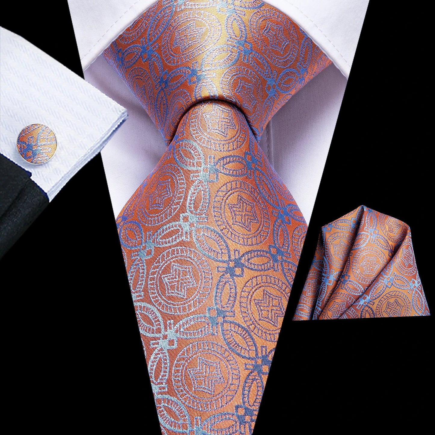 Hi-Tie Silk Neck Tie Set for Men – Patchwork Design