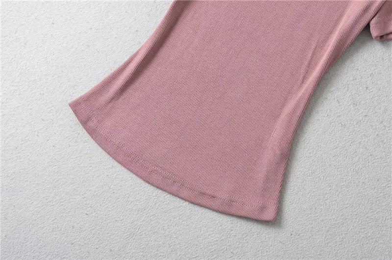 STVY Women's Slim Fit Solid Knit Tee with O-Neck - High Street Spring/Summer Top