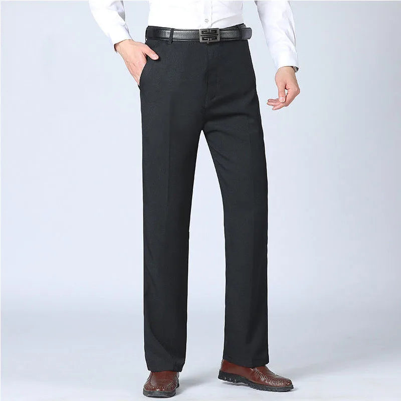 Spring Autumn New Business Office Streetwear Fashion Men's Solid Pocket Loose Casual Straight Full Trousers 29-40