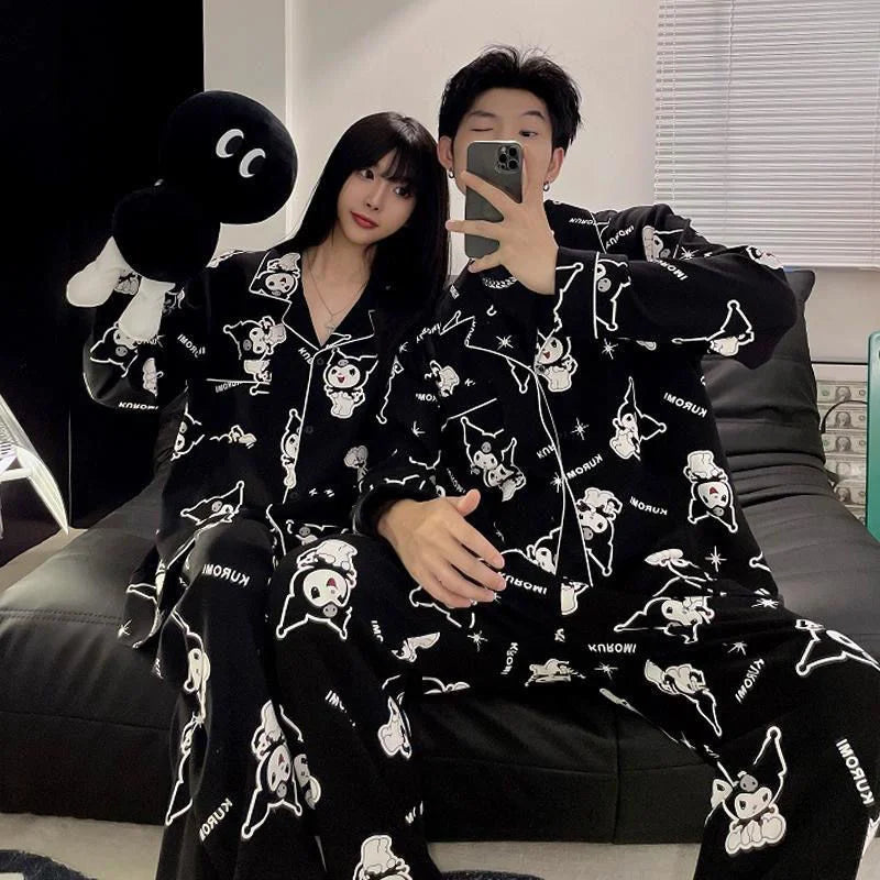 MINISO Sanrio Kuromi Pajama Set – Full-Length Cartoon Print for Couples, Y2K Inspired