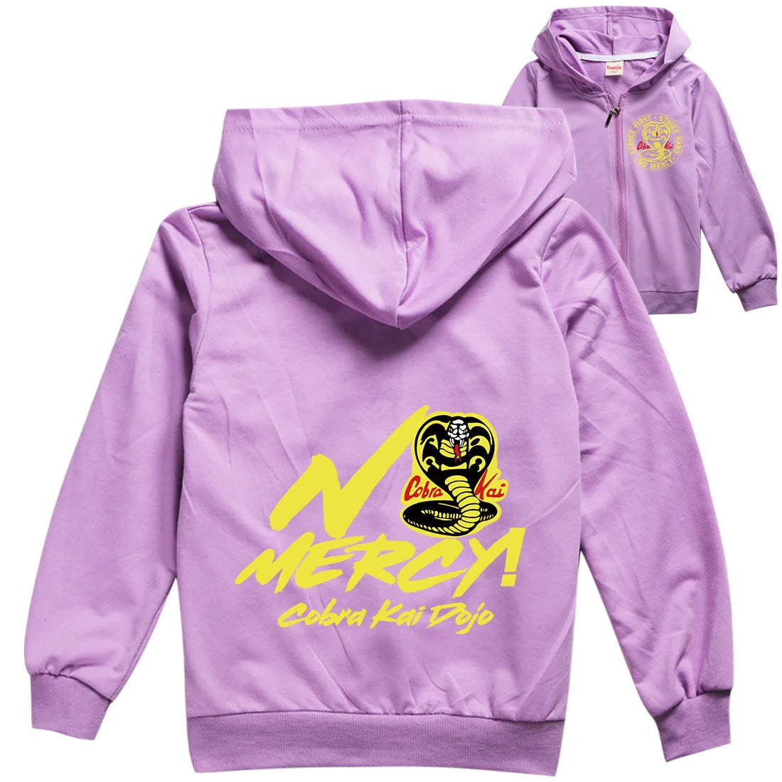 New Cartoon Cobra Kai Snake Printed Autumn outwear  Children Hooded Zipper Boys and girls jackets