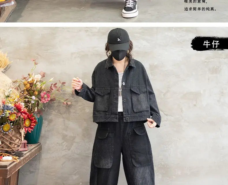 Stylish Denim Jacket Suit for Office Ladies