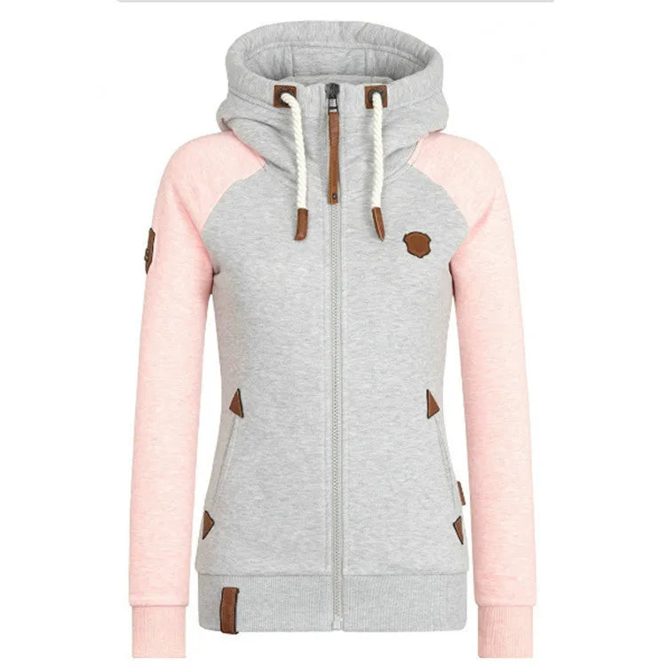 New 2024 Women's Casual Hoodies Jacket Zipper Mixed Colours Ladies' Coats