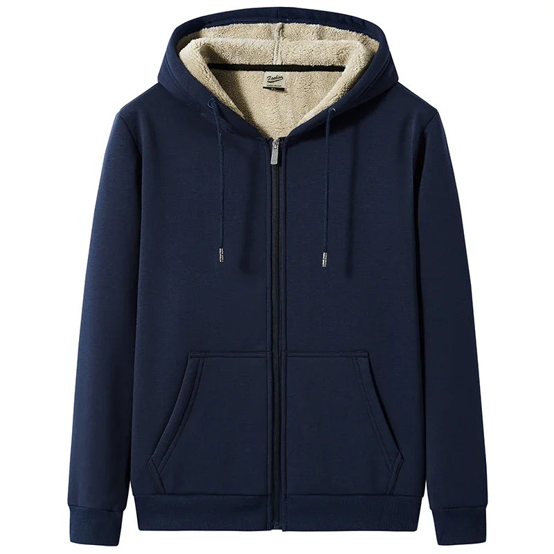 Big Size Men Winter Thick Warm Hoodie Zip-up jacket