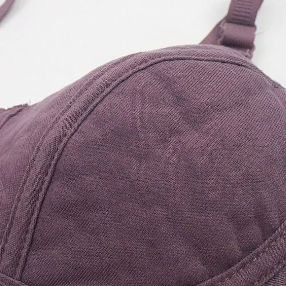 HEALMEYOU Women's Wireless Push-Up Bra – Front Closure, Full Cup, Geometric Pattern