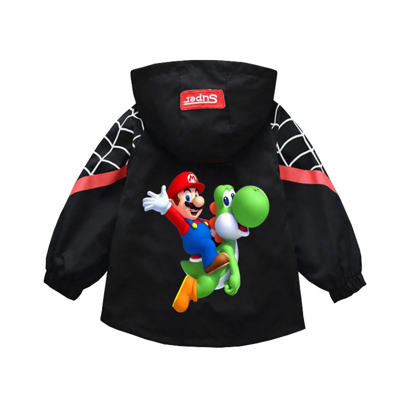 Spring Boys and Girls Cartoon Super Mario Zipper Hoodies Jacket for 1-10 Years