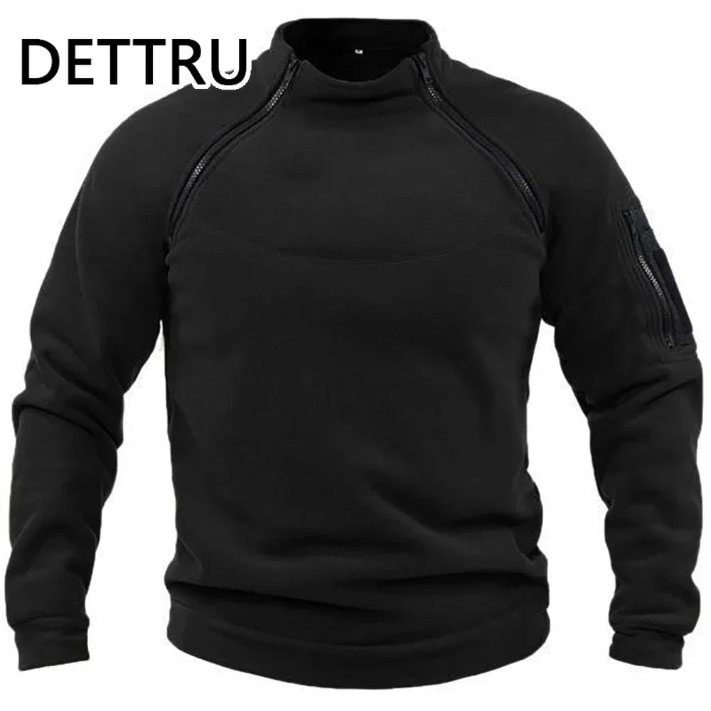 Outdoor Men's TacticalFleece Jacket Warm Zippers Pullover Men Windproof Coat