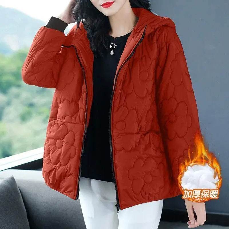 Women's Padded Outerwear Loose Fashion Zipper Pocket Winter Down Cotton Clothes 4XL Female Parkas