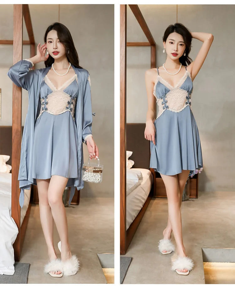 Women's Ice Silk Robe Set