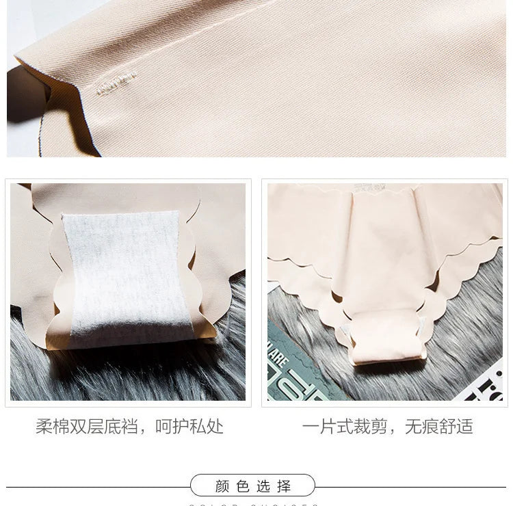 SP&CITY Soft Wavy Side Seamless Panties For Women Satin Menstrual Underwear Sexy Solid Breathable Thongs Briefs Female Lingerie