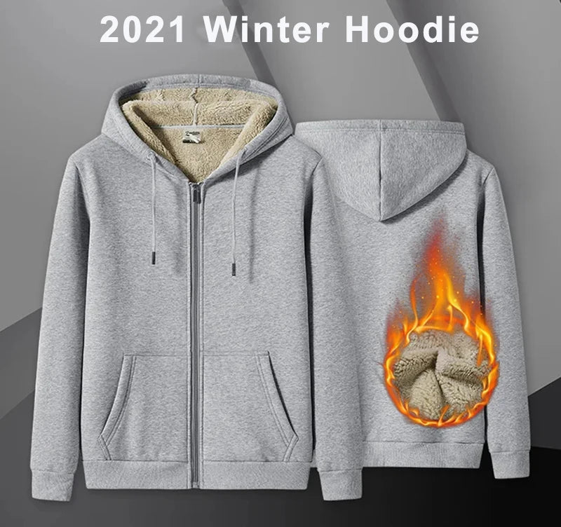 Big Size Men Winter Thick Warm Hoodie Zip-up jacket