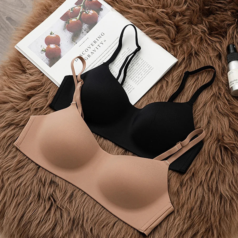 Seamless Underwear Thin Soft Comfort Women Push-Up Bra Sexy Beauty colour Back Non-Wire Solid Colour Female Lingerie