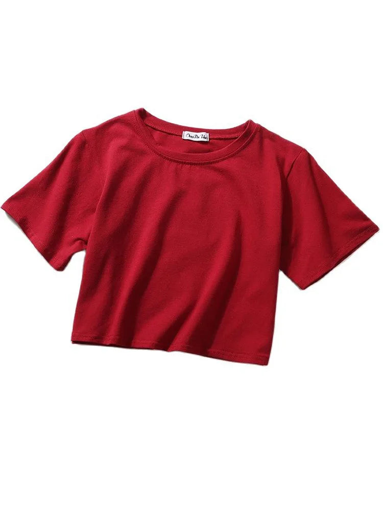 Dozw Women's Casual Loose-Fit Knit Tee – Summer Short Sleeve O-Neck Top for Middle Age