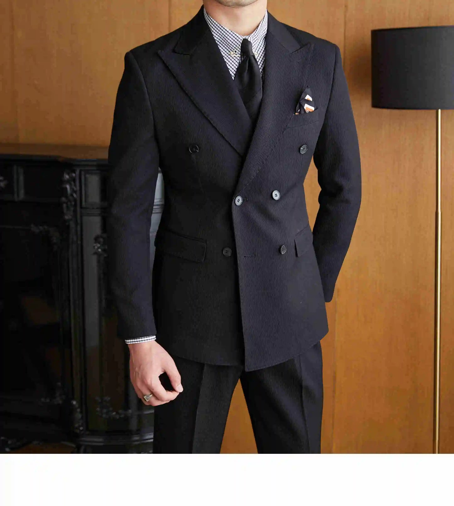 High Quality Double Breasted Suit 2 Pieces designed for Wedding, as well as for Business Formal Casual  Office.