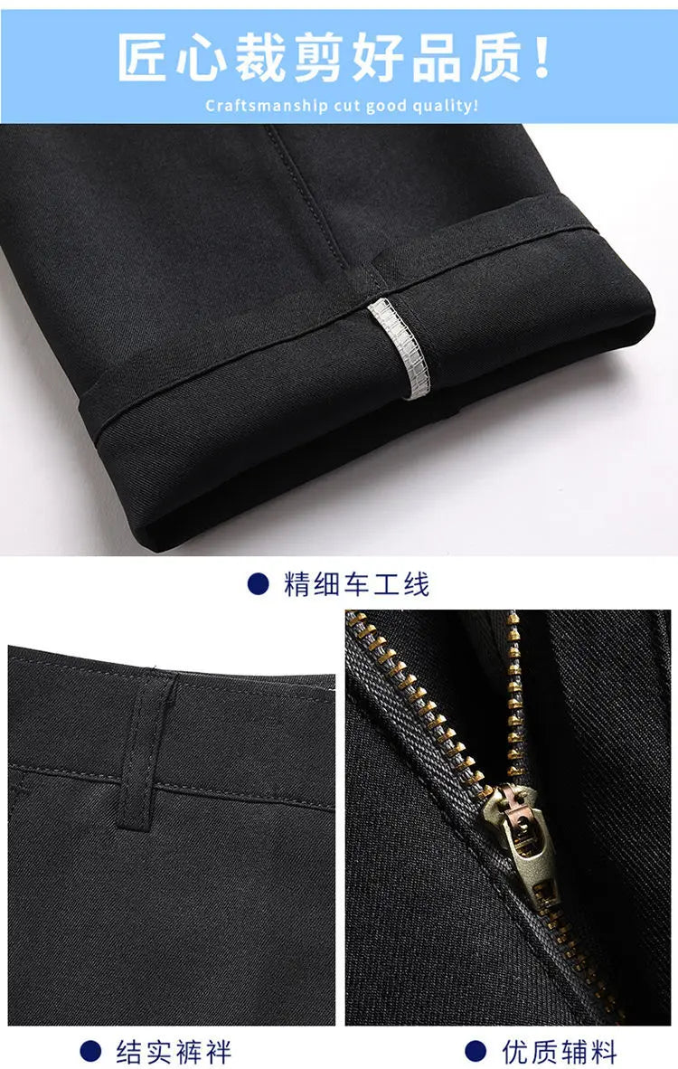 Spring Autumn New Business Office Streetwear Fashion Men's Solid Pocket Loose Casual Straight Full Trousers 29-40