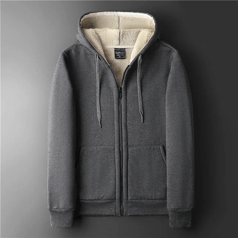 Big Size Men Winter Thick Warm Hoodie Zip-up jacket