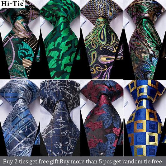 Hi-Tie Silk Neck Tie Set for Men – Patchwork Design