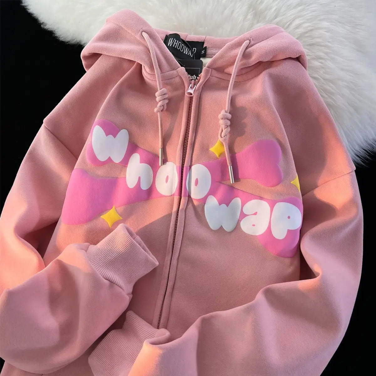 Women Japanese Sweet Streetwear Cartoon Loose Sweatshirt Couple Zip Up Hoodie Goth Y2k Clothes