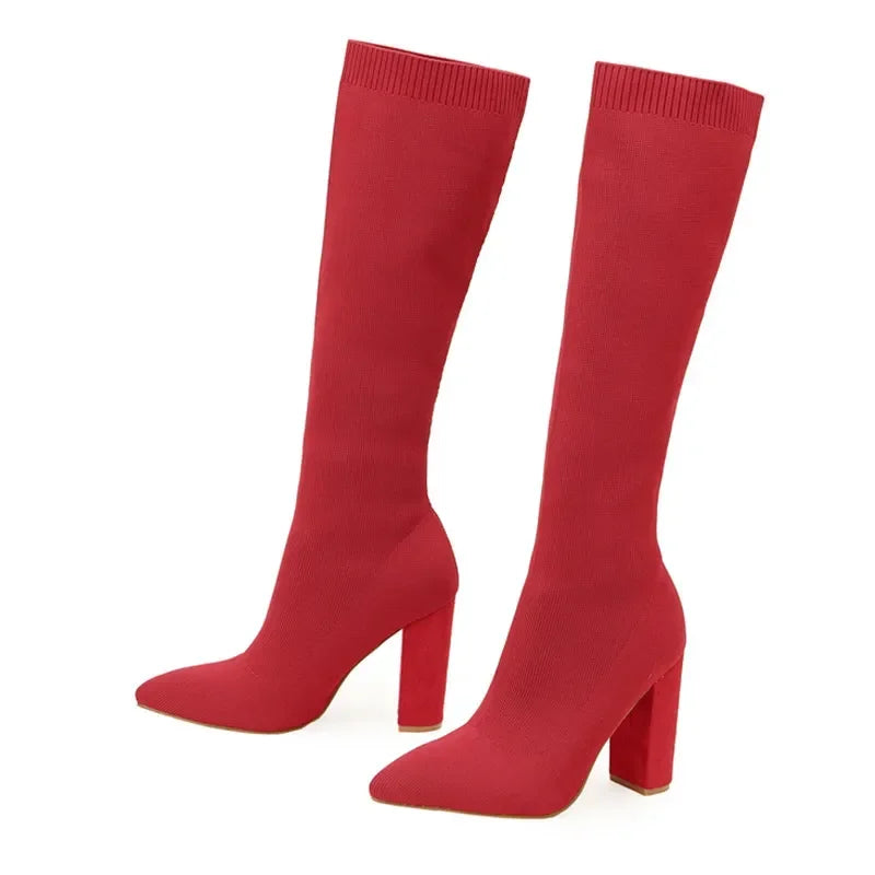 Women's High Heels Stretch Knee Sock Boots ideally for Stripper Winter Snow Boots