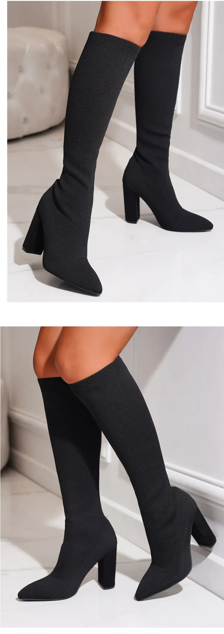 Women's High Heels Stretch Knee Sock Boots ideally for Stripper Winter Snow Boots