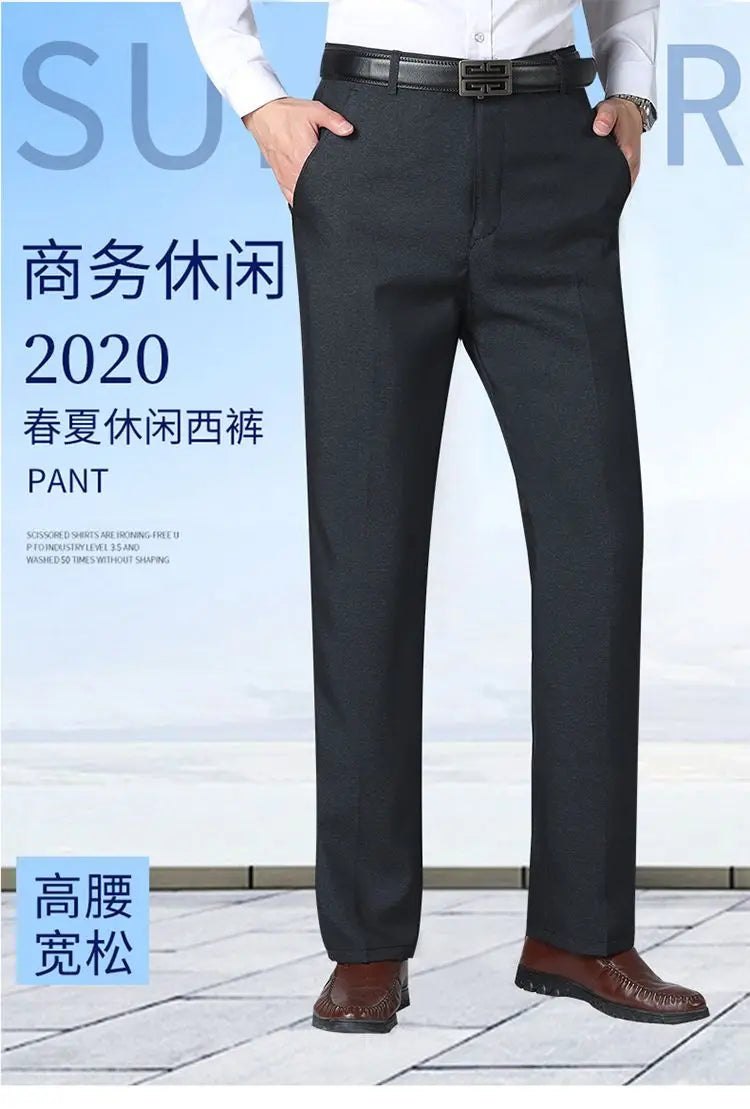 Spring Autumn New Business Office Streetwear Fashion Men's Solid Pocket Loose Casual Straight Full Trousers 29-40