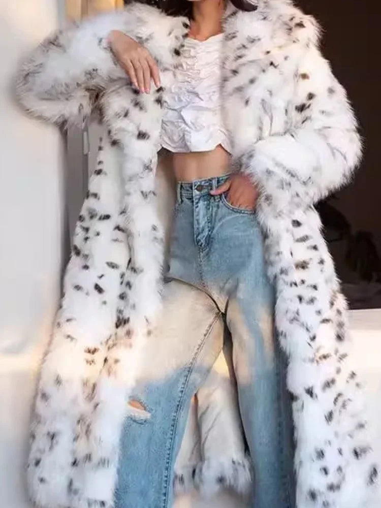 PRINTKAOIR Women's Winter Fox and Mink Fur Coat