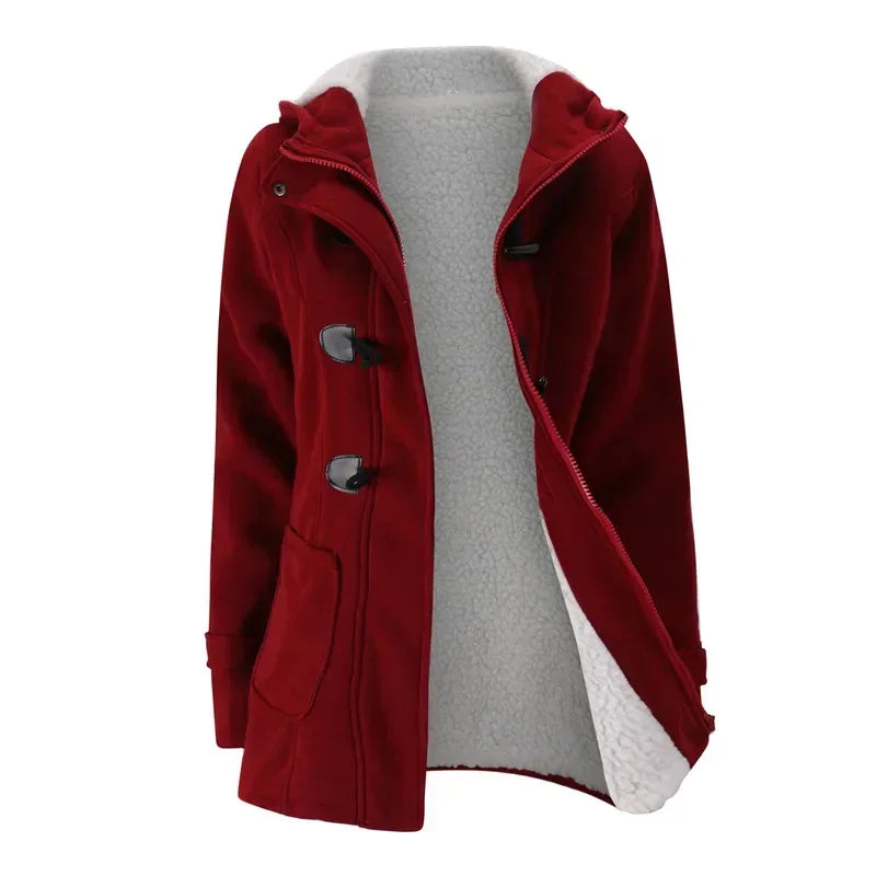 Fashion Autumn Winter Hoodies Women Thick Coat Women Casual Hooded Zipper Button