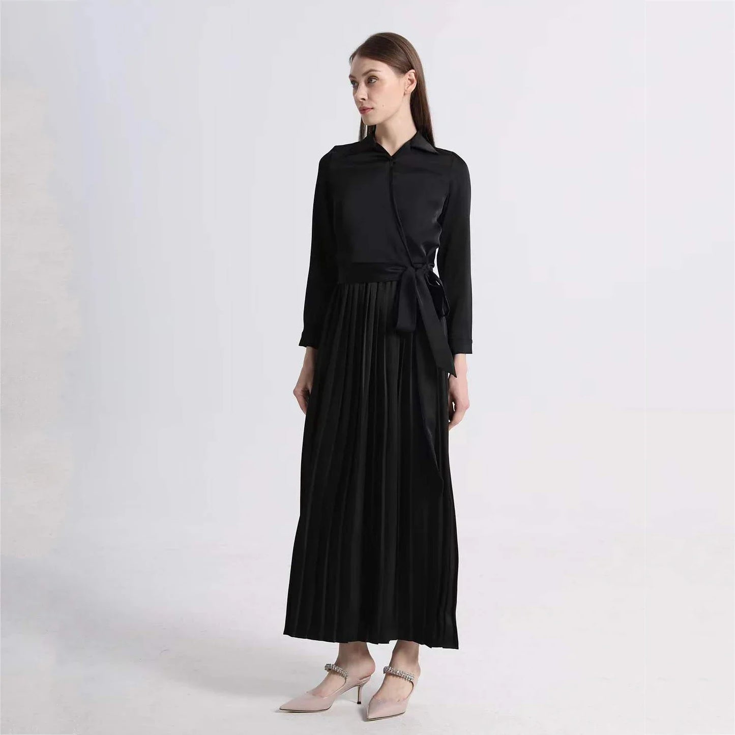 AP Satin Wrap Blouse & Pleated Jumper SS24 Women Top Strap Dress Elegant Lady Clothing