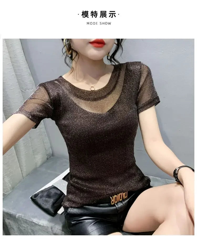 NoEnName_Null Women's Casual O-Neck Summer Tee – Solid Color, Slight Stretch, Short Sleeves