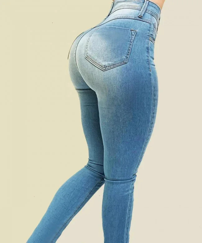 Jeans for  Women Work Elastic 2024 Leggings Pants High Waist Bodycon Peach Hip Slim Shaping  Pencil Denim Trousers Casual