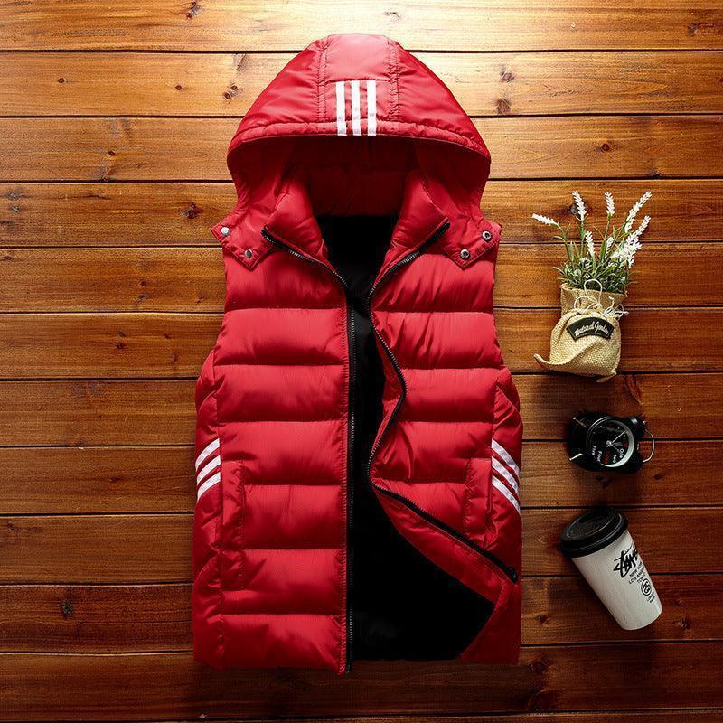 Men Padded Detachable Hoodie Sleeveless Vest Jacket