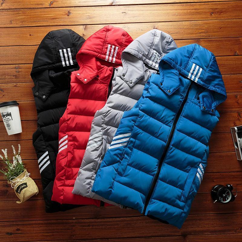 Men Padded Detachable Hoodie Sleeveless Vest Jacket