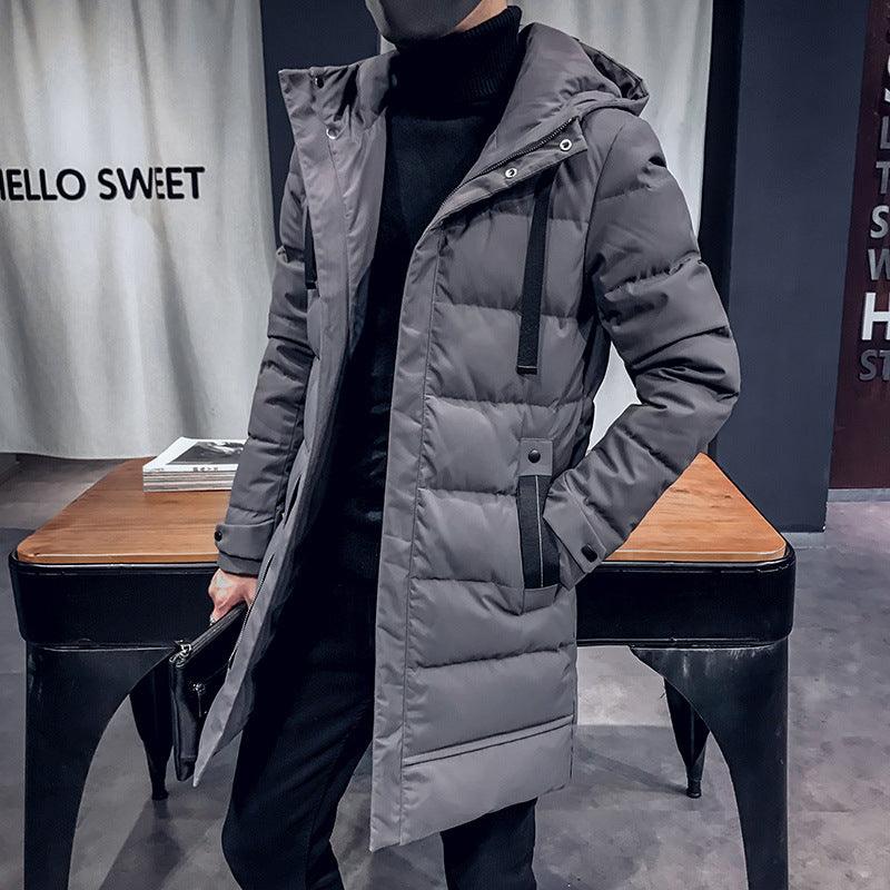 Winter Jacket Mid-Length Hooded Padded Men Coat