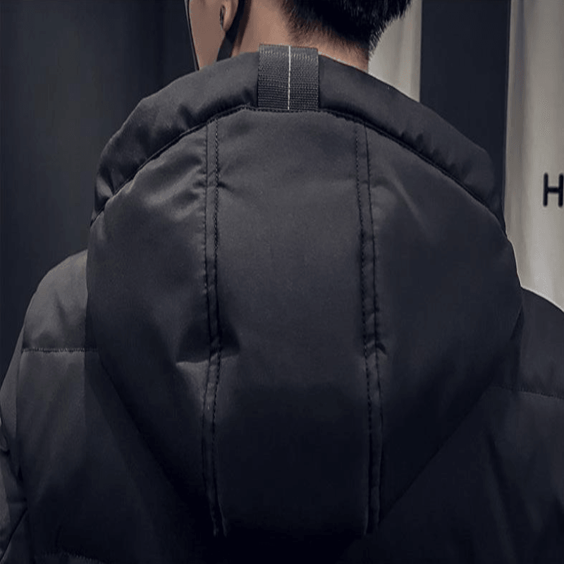 Winter Jacket Mid-Length Hooded Padded Men Coat