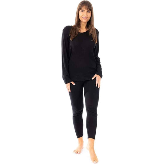 Women's Thermal Long Sleeve Top and Long Jane Pants Set Winter Base Layers Warm Insulating Cotton Rich Fabric Sizes S to XXL Multiple Colours by Daisy Dreamer