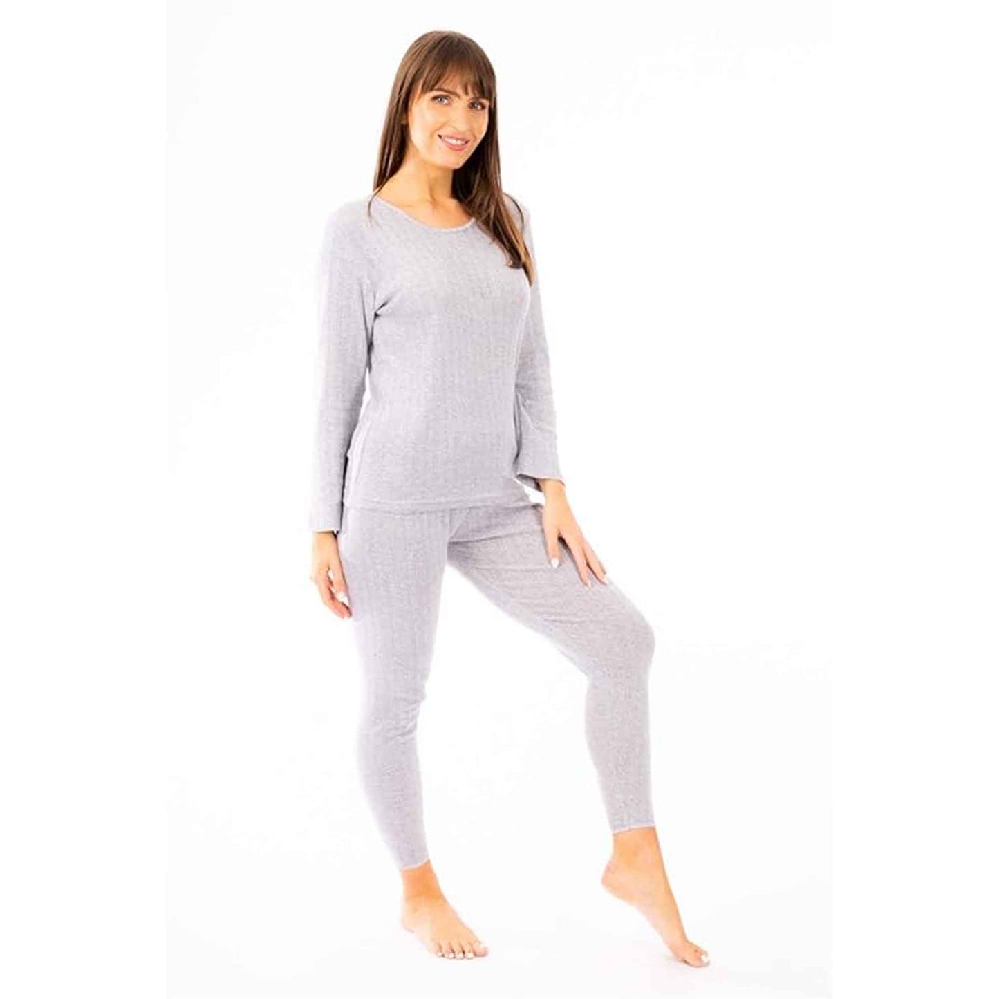 Women's Thermal Long Sleeve Top and Long Jane Pants Set Winter Base Layers Warm Insulating Cotton Rich Fabric Sizes S to XXL Multiple Colours by Daisy Dreamer