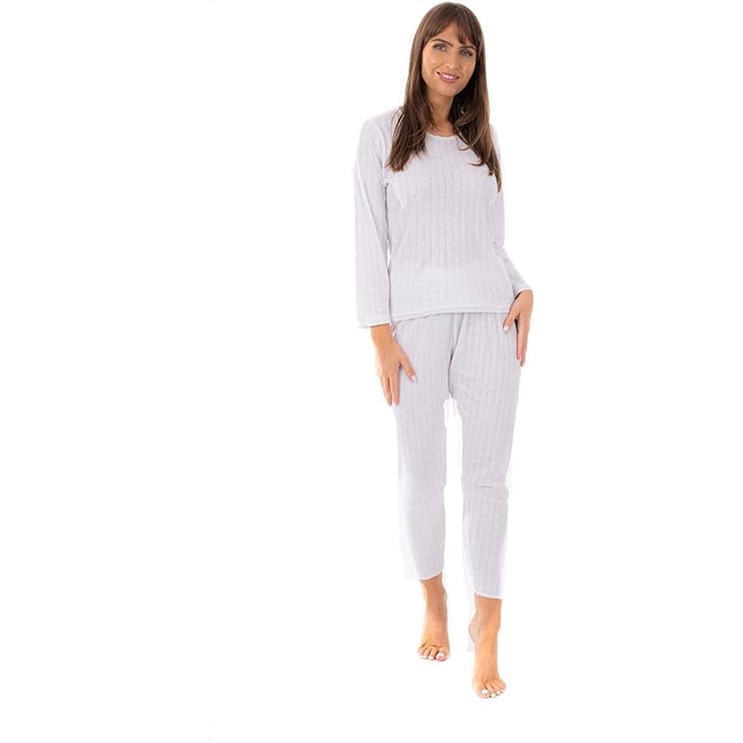 Women's Thermal Long Sleeve Top and Long Jane Pants Set Winter Base Layers Warm Insulating Cotton Rich Fabric Sizes S to XXL Multiple Colours by Daisy Dreamer